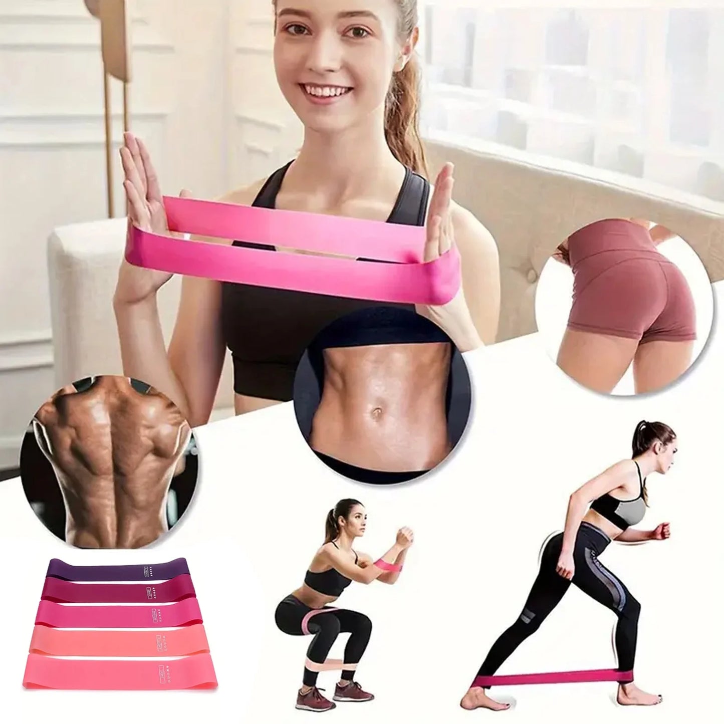 5 Pcs Resistance Bands, Professional Exercise Bands Elastic Stretch Bands for Fitness Yoga Pilates Stretching Strength Training, Workout Bands for Women and Men Home Gym(Blue)